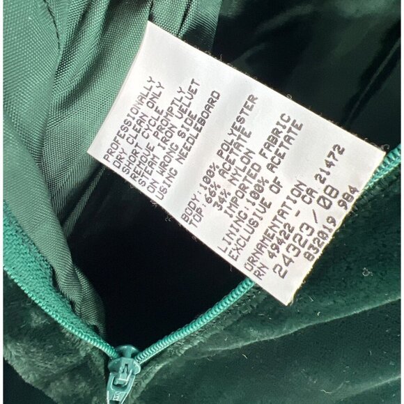 Vintage Jessica McClintock Bridal Velour Holiday Green Maxi dress Size 6 - Picture 6 of 7